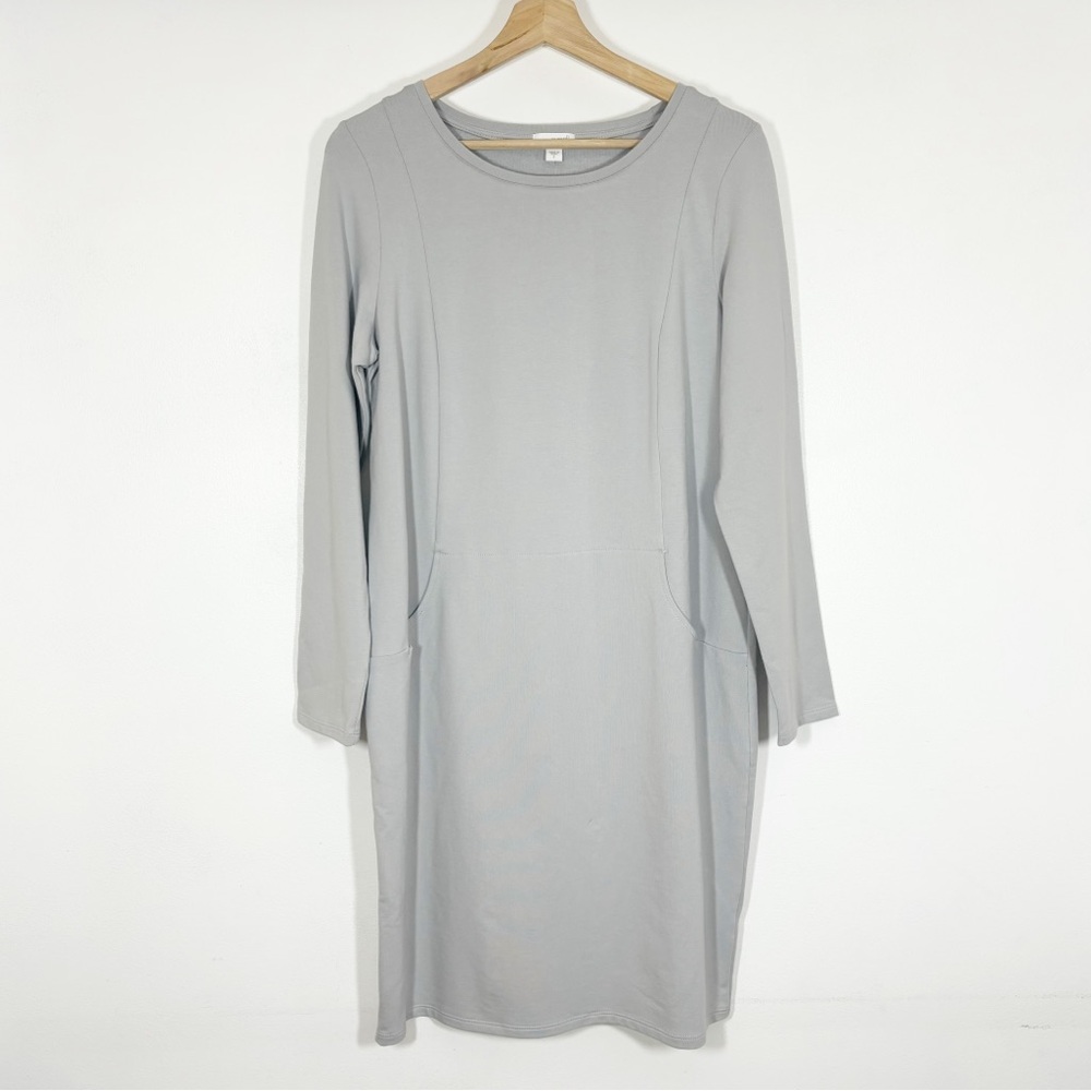NWT J Jill Kangaroo Pocket Dress Long Sleeves Gray Sz S